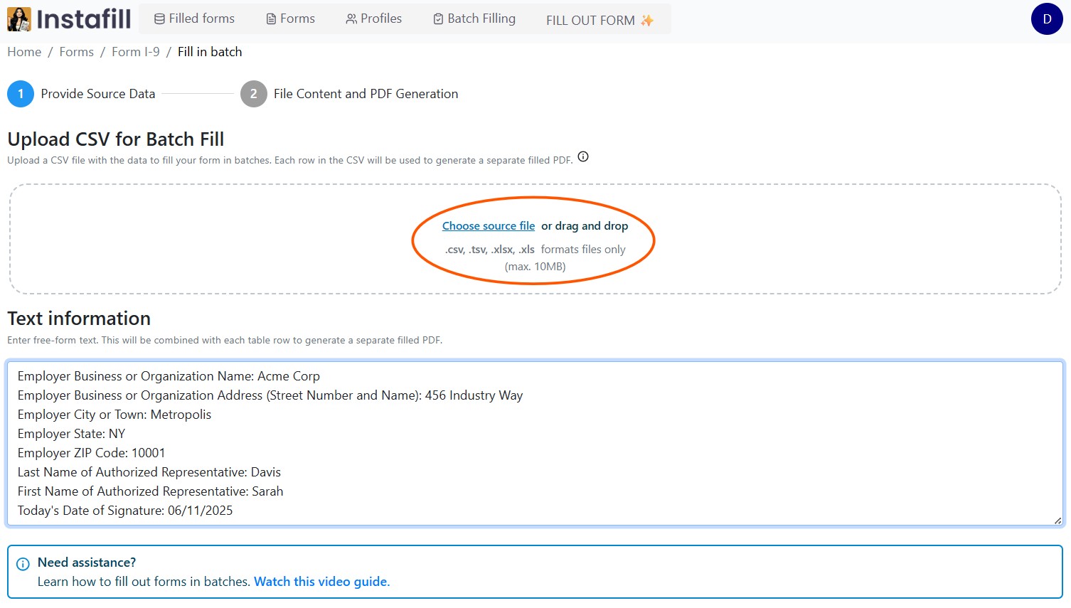 Batch Form Filling Process 2